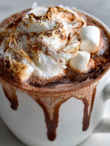 Crock Pot Hot Chocolate with Creamy Marshmallow Swirl