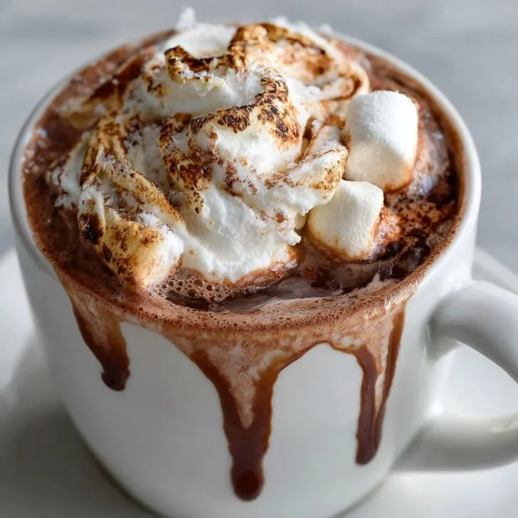 Crock Pot Hot Chocolate with Creamy Marshmallow Swirl