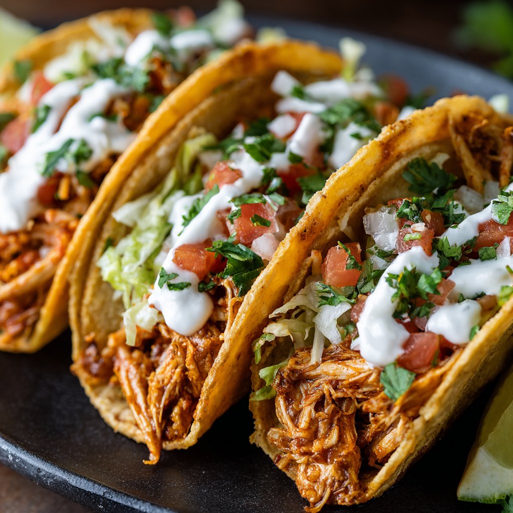 Crock Pot Chicken Tacos with Juicy Seasoned Filling