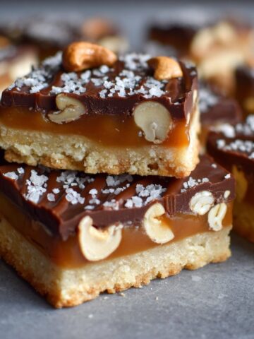 Salted Caramel Cashew Bars with Buttery Shortbread