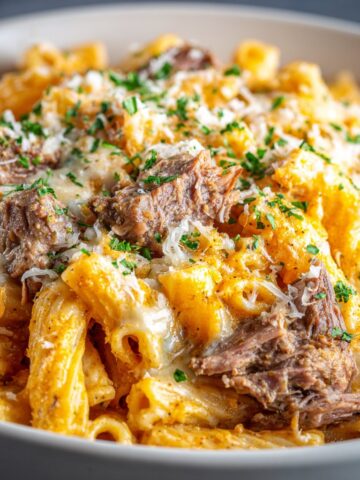 Crockpot Cheesy Ranch Beef Pasta with Tender Chuck Roast