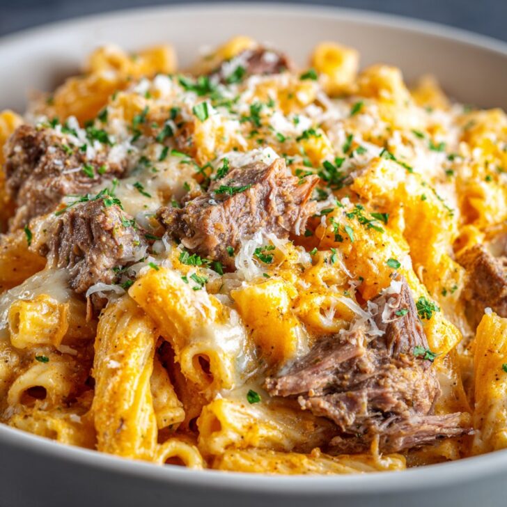 Crockpot Cheesy Ranch Beef Pasta with Tender Chuck Roast
