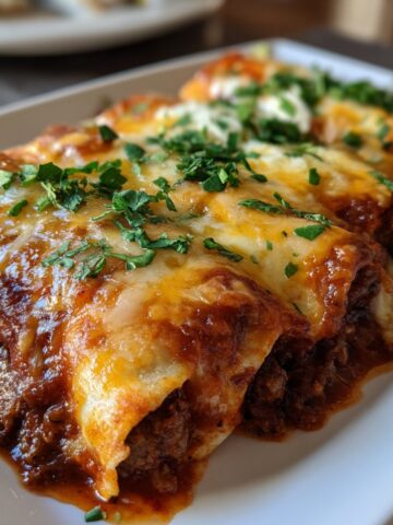 Enchiladas with Beef, Cheese, and Red Sauce