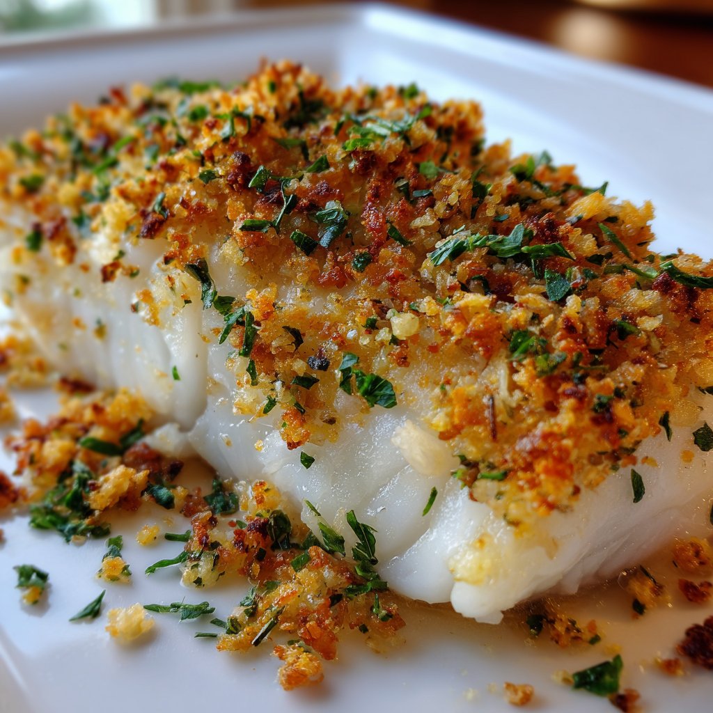 Oven-Baked Cod with Garlic Herb Crumbs