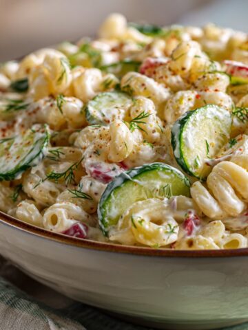Macaroni Salad with Pickles and Creamy Mayo Dressing
