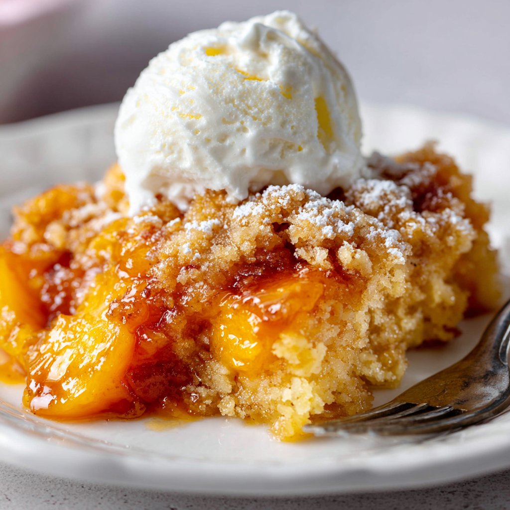 Peach Cobbler Dump Cake with Butter Cake Mix