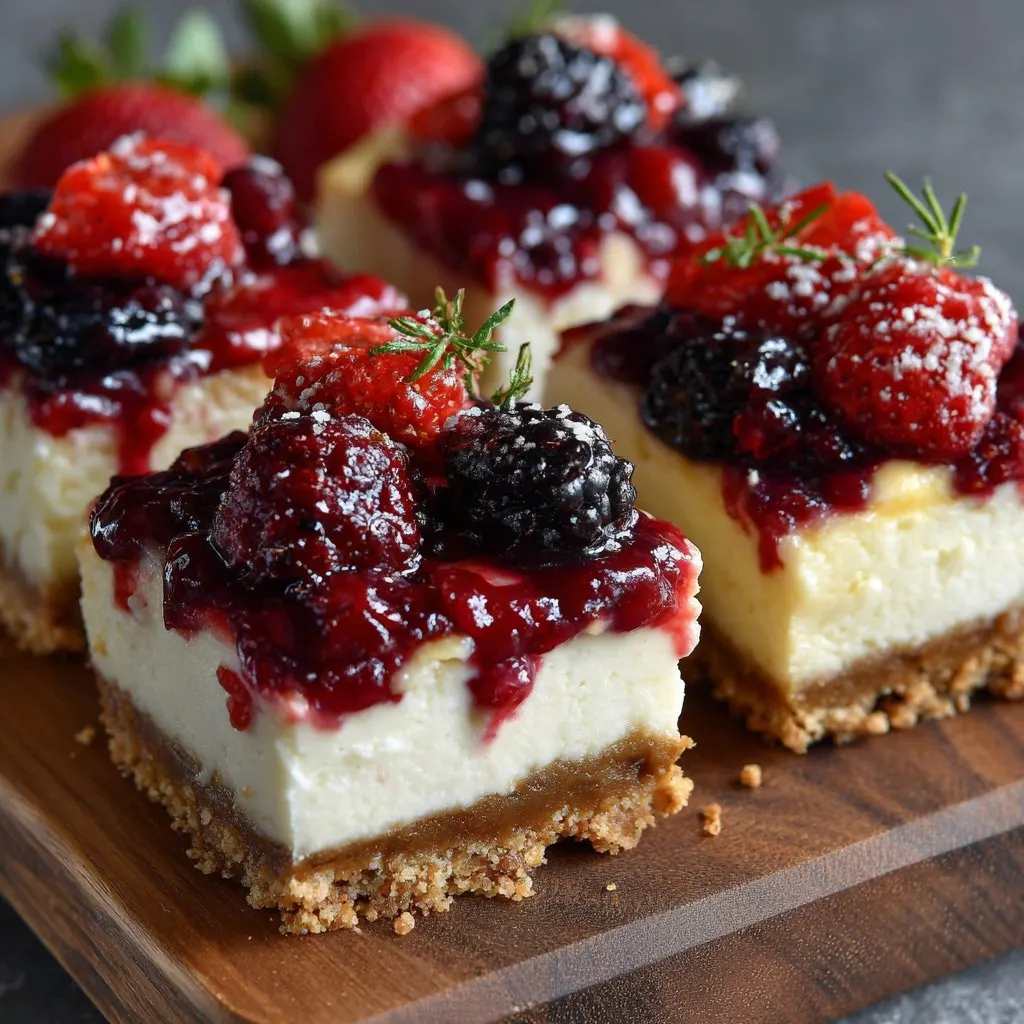 Berry Cheesecake Bars with Almond Crust