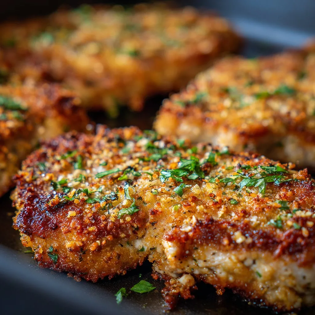 Crispy Bread and Crumbs Pork Chops in Oven