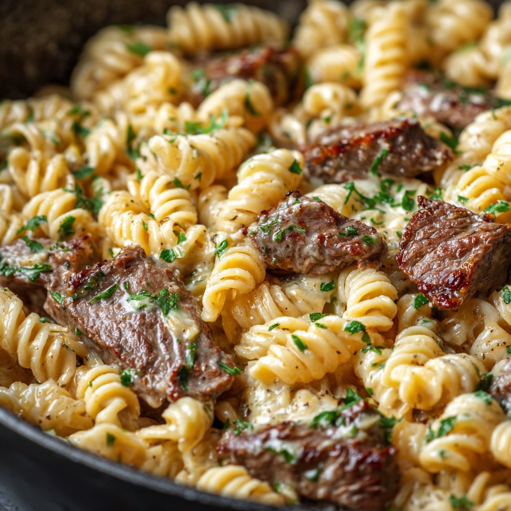 Creamy Garlic Butter Steak Pasta One-Pot Dinner