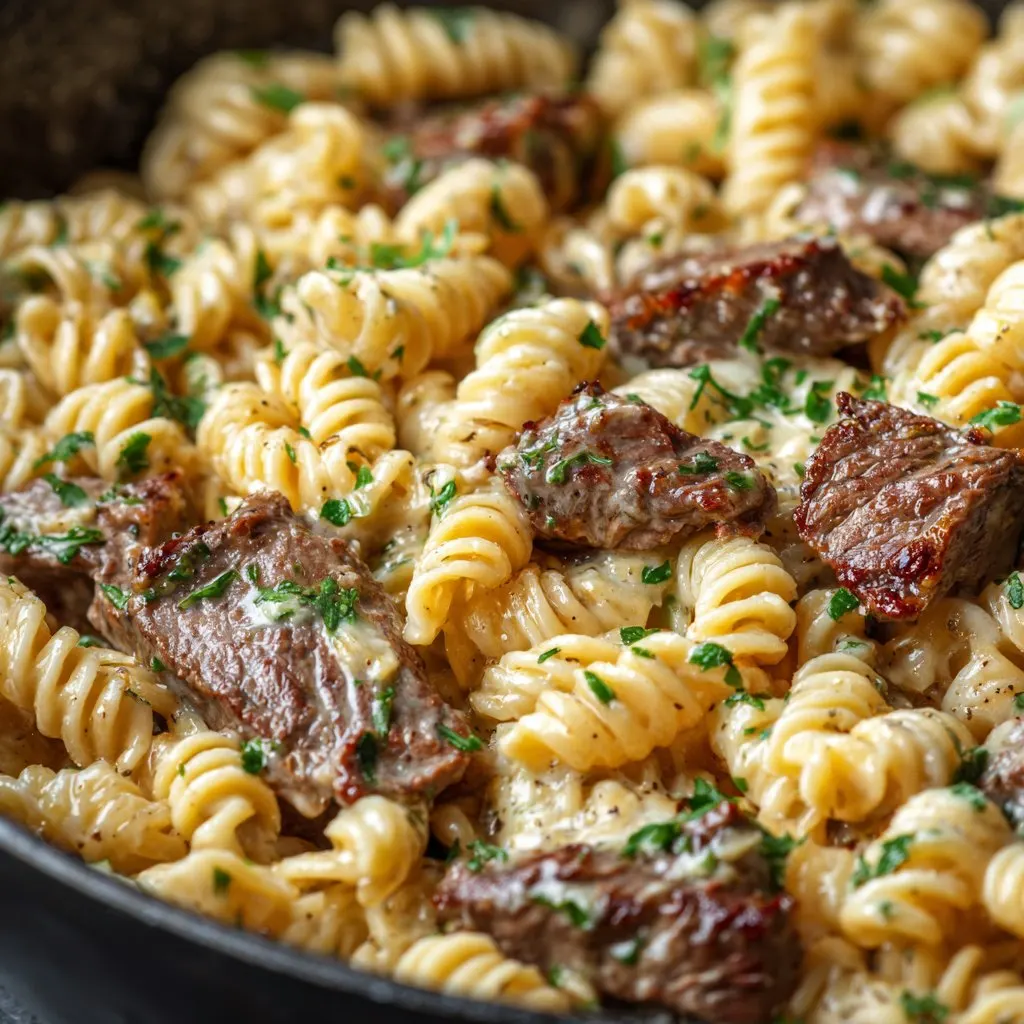 Creamy Garlic Butter Steak Pasta One-Pot Dinner