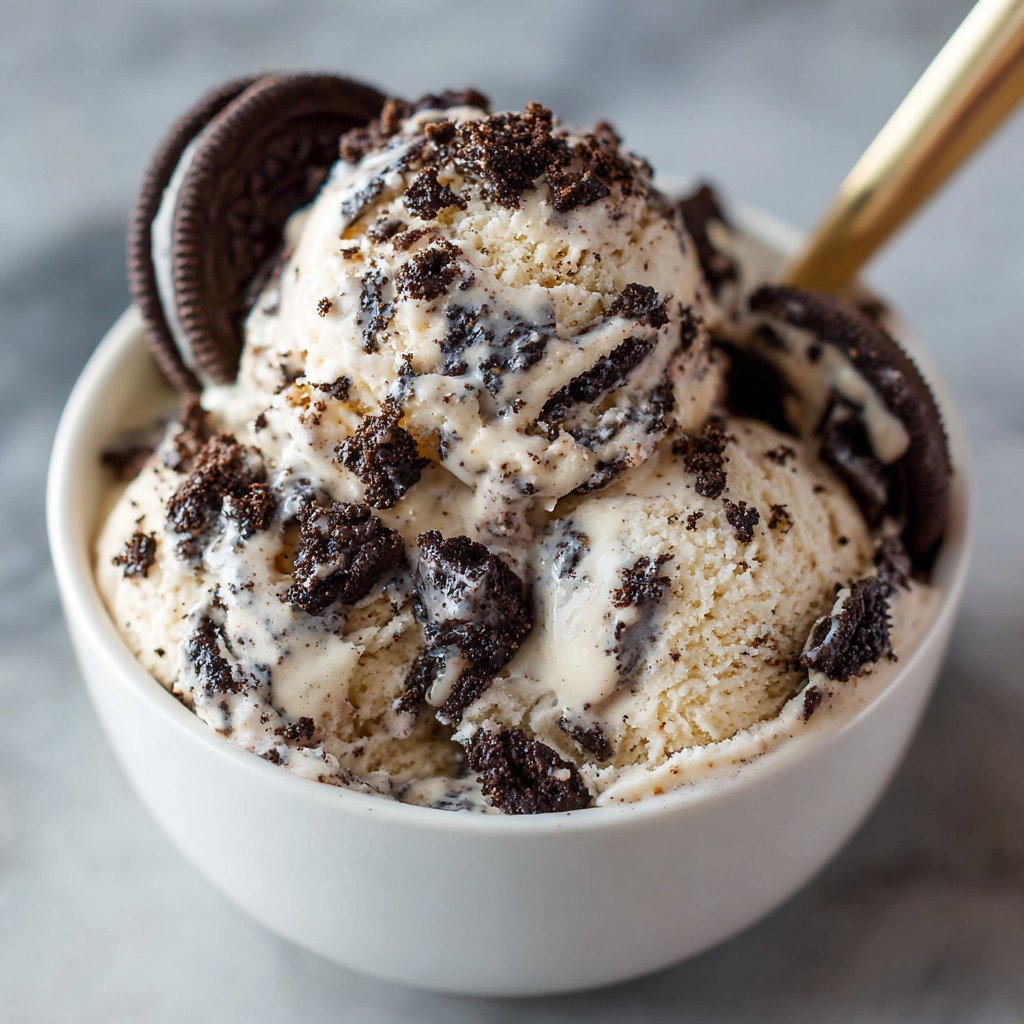 Oreo Ice Cream with Crushed Cookie Bits