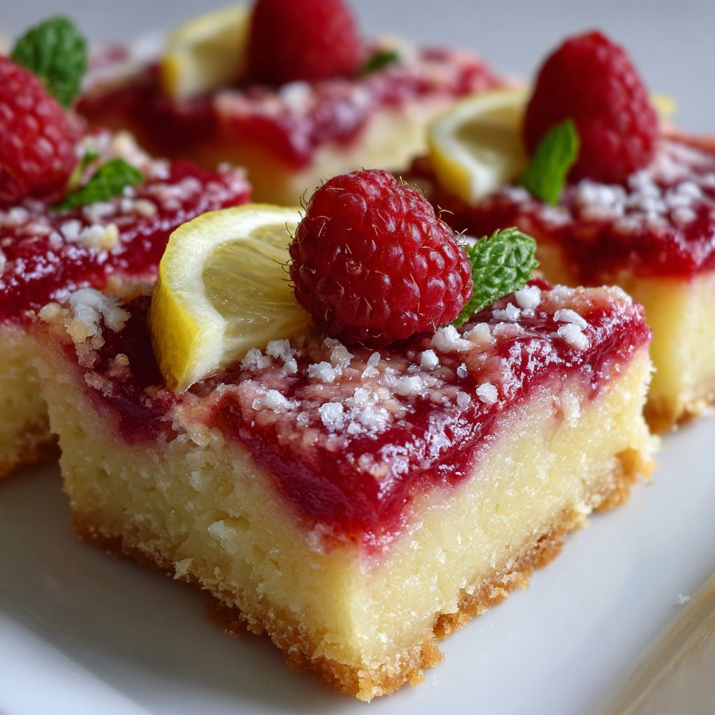Lemon Raspberry Bars with Buttery Shortbread Base