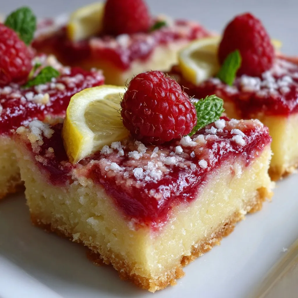 Lemon Raspberry Bars with Buttery Shortbread Base