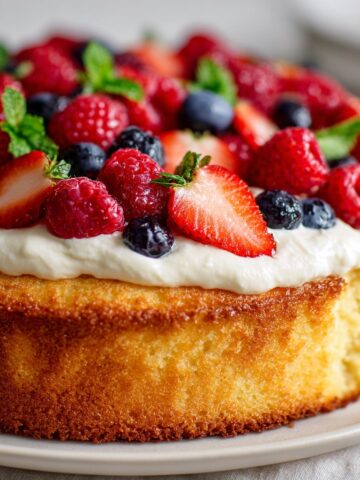 3-Ingredient Creamy Yogurt Cake with Berries