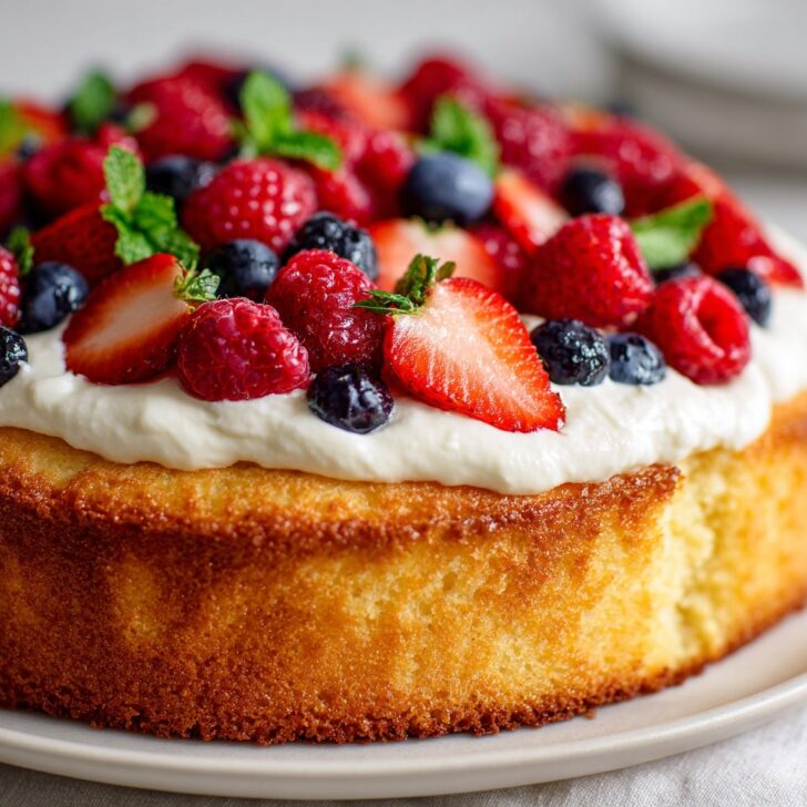 3-Ingredient Creamy Yogurt Cake with Berries