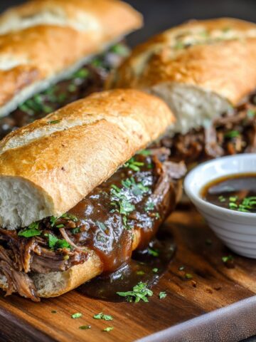 Slow Cooker French Dip Sandwiches with Au Jus Sauce