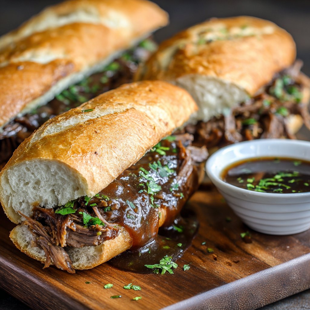 Slow Cooker French Dip Sandwiches with Au Jus Sauce