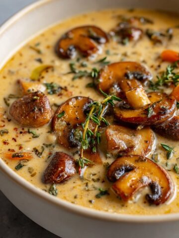 Creamy Mushroom Soup with Garlic and Thyme