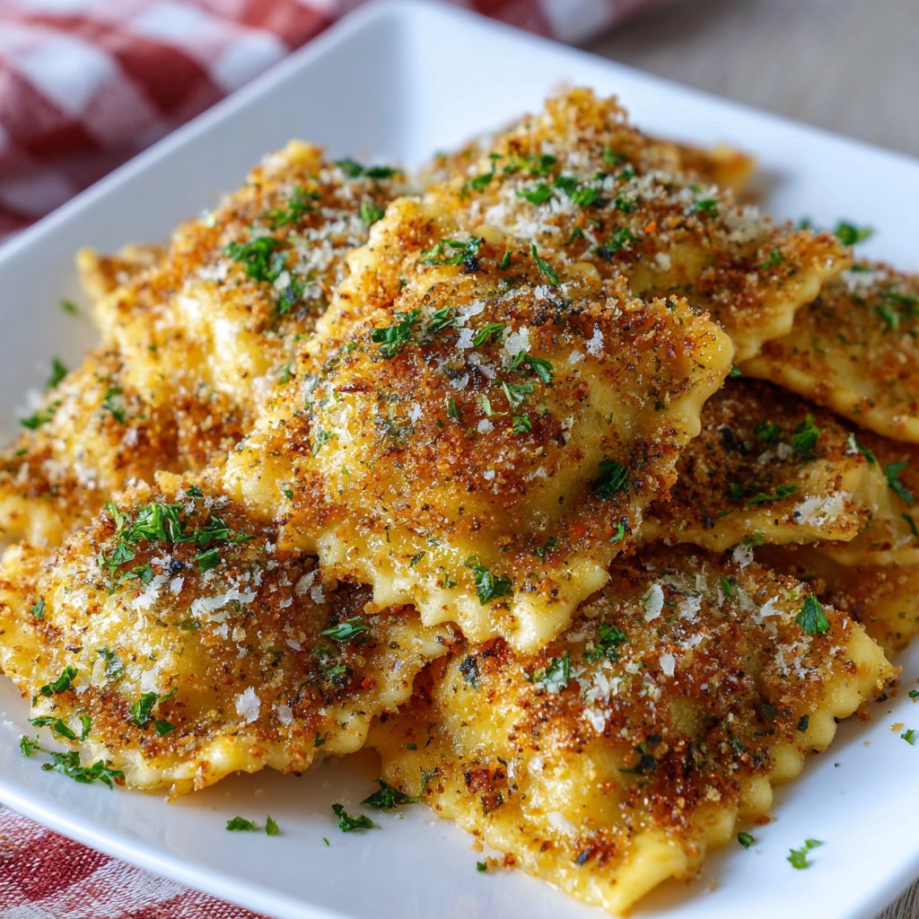 Air Fryer Ravioli with Parmesan Crunch