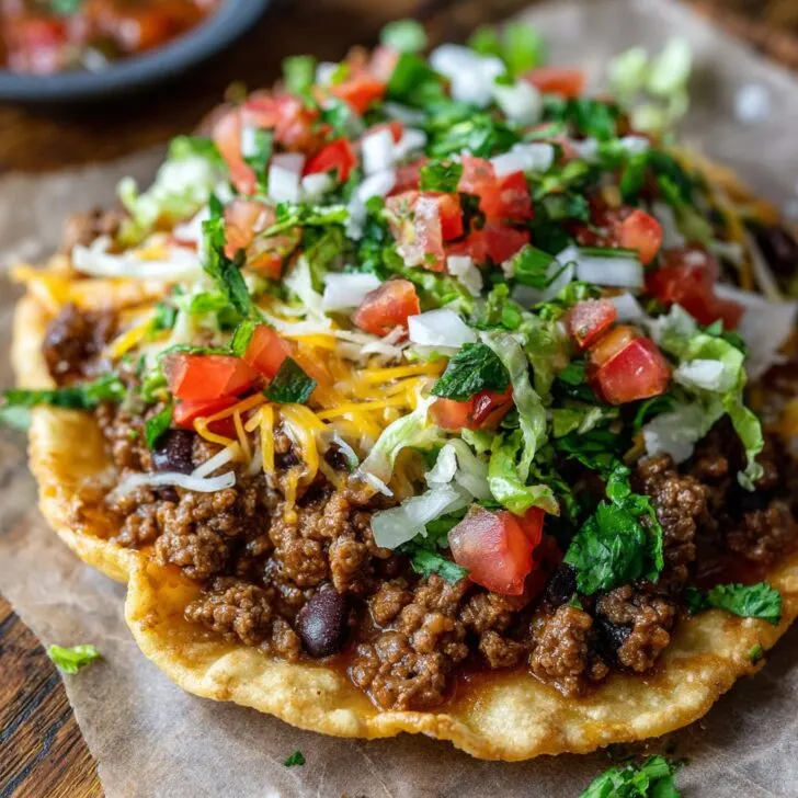 Copycat Navajo Taco with Ground Beef and Beans