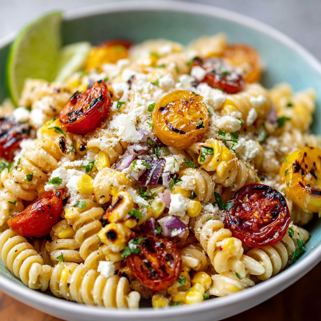 Street Corn Pasta Salad with Chili Lime Dressing