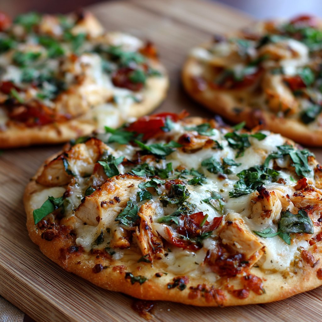 Tuscan Garlic Chicken Pita Pizzas in 30 Minutes