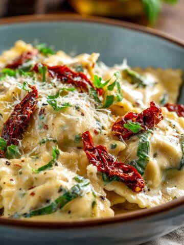 Creamy Tuscan Ravioli with Sun-Dried Tomatoes