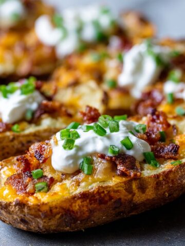 Loaded Potato Skins with Bacon and Sour Cream