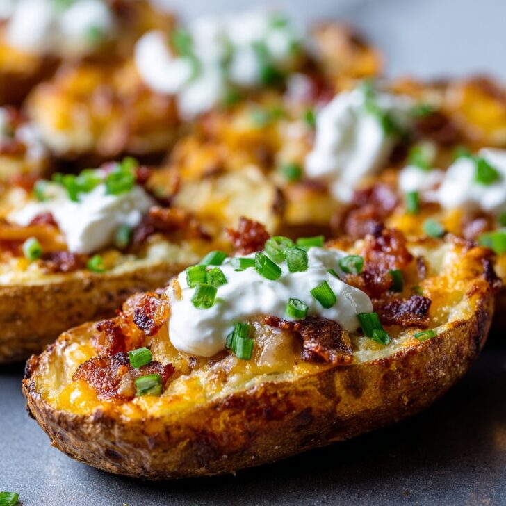 Loaded Potato Skins with Bacon and Sour Cream
