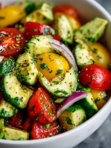 Cucumber Tomato Avocado Salad (No Lettuce)
