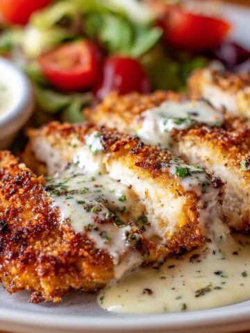 Parmesan Crusted Chicken with Garlic Sauce