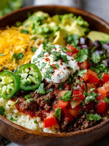 Low Carb Taco Bowls with Cauliflower Rice