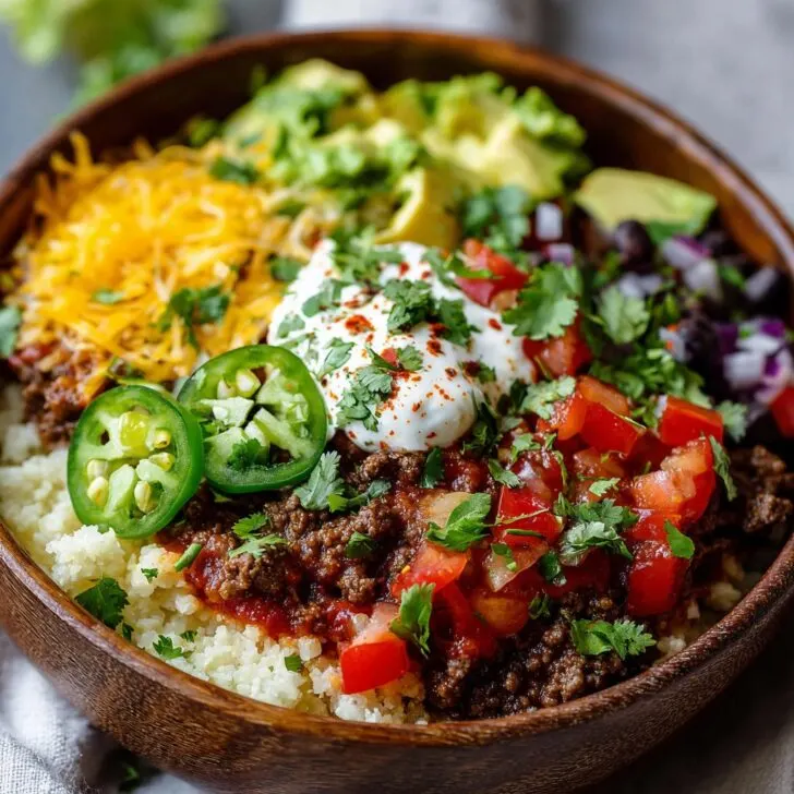 Low Carb Taco Bowls with Cauliflower Rice