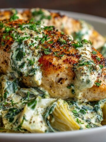 Healthy Spinach Artichoke Chicken with Cottage Cheese