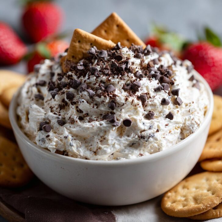 Chocolate Chip Cheesecake Dip – No Bake Dessert Idea