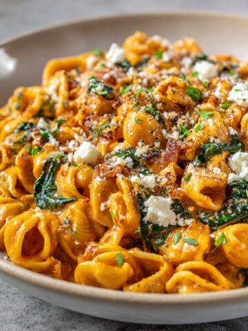Warm Pumpkin Pasta with Spinach and Ricotta