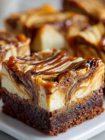 Caramel Swirl Cheesecake Brownie Bites