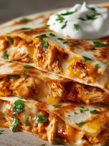 Spicy Chicken Quesadilla with Sour Cream