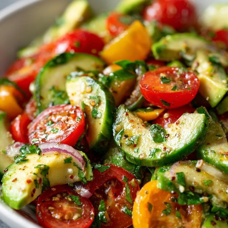 Zesty Tomato Cucumber Avocado Salad