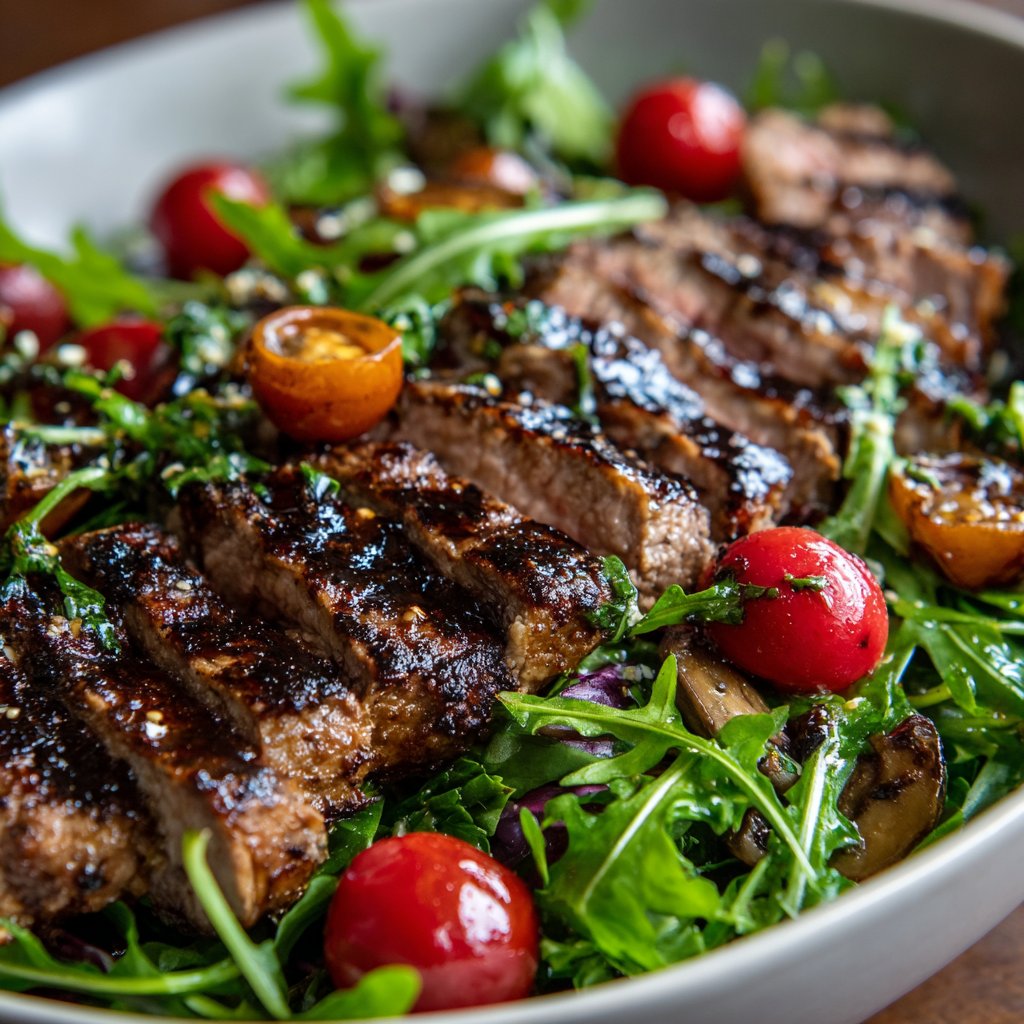 Grilled Balsamic Steak Salad with Arugula