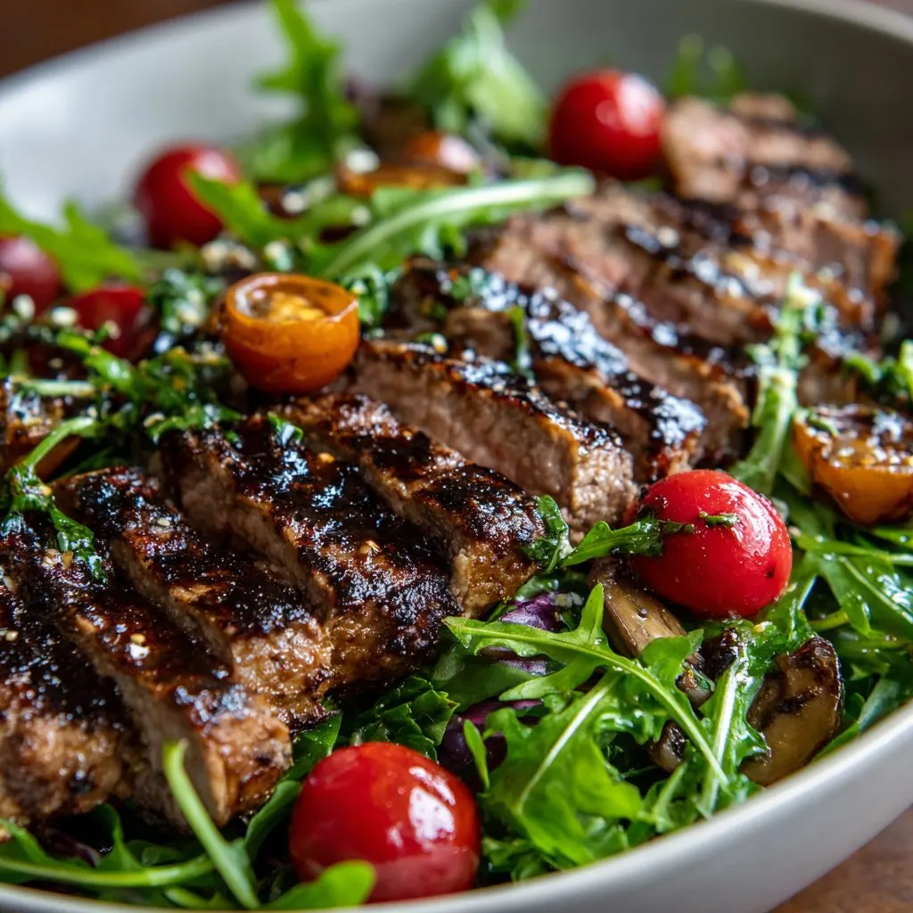Grilled Balsamic Steak Salad with Arugula