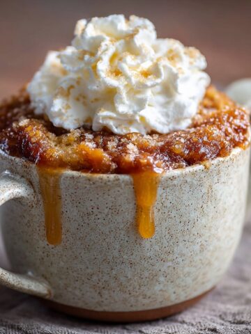 Peach Cobbler Mug Cake (Microwave Friendly)
