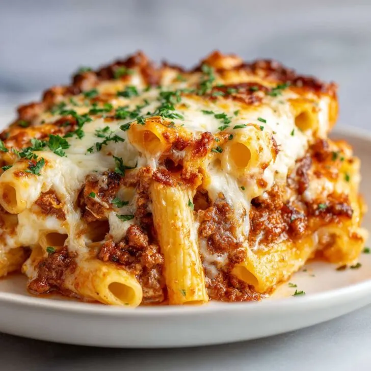 Three Cheese Baked Ziti Casserole