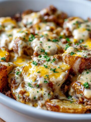 Cheesy Mississippi Mud Potatoes (Baked)