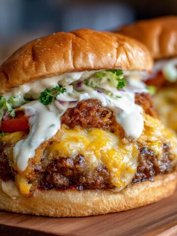 Cheesy Crack Burgers with Ranch Sauce