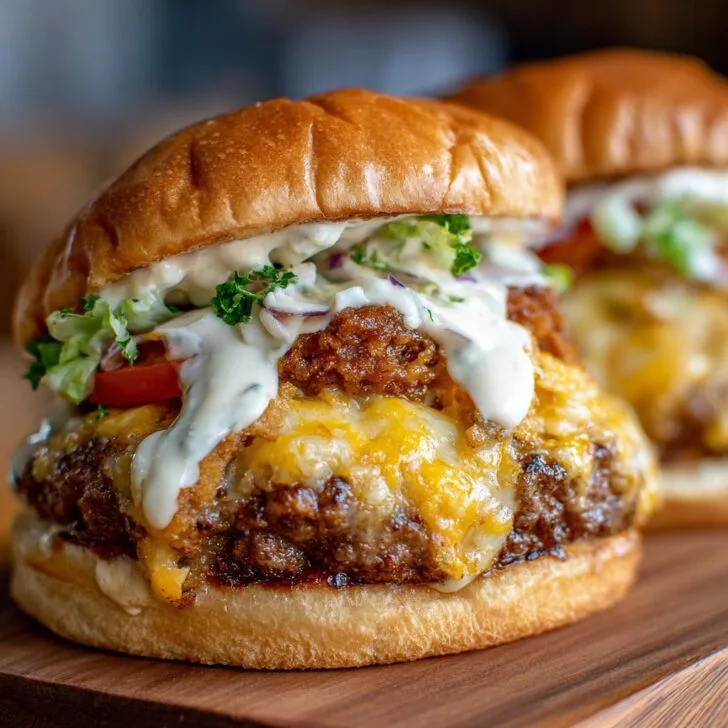 Cheesy Crack Burgers with Ranch Sauce