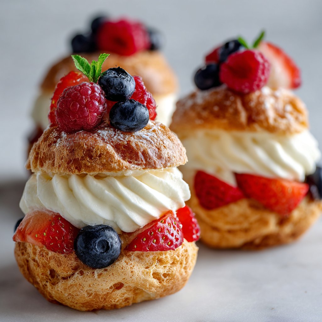 Lemon Cream Puffs with Fresh Berries