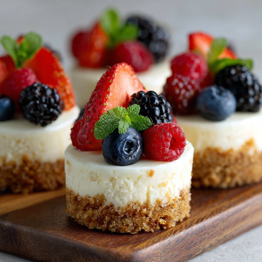 Mini Cheesecake Bites with Summer Fruits: My Go-To Summer Treat Mini Cheesecake Bites with Summer Fruits
