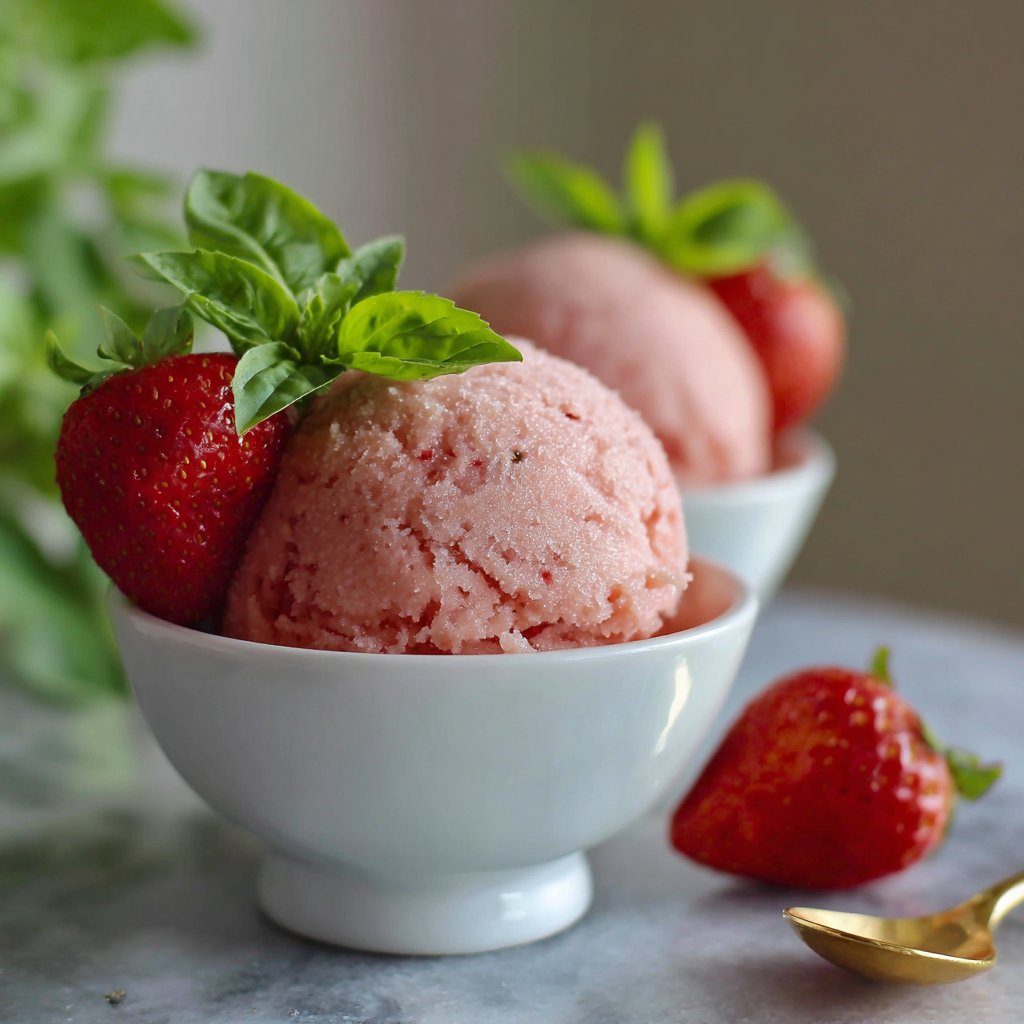 Strawberry Basil Sorbet Recipe: Summer’s Coolest Homemade Treat Strawberry Basil Sorbet.