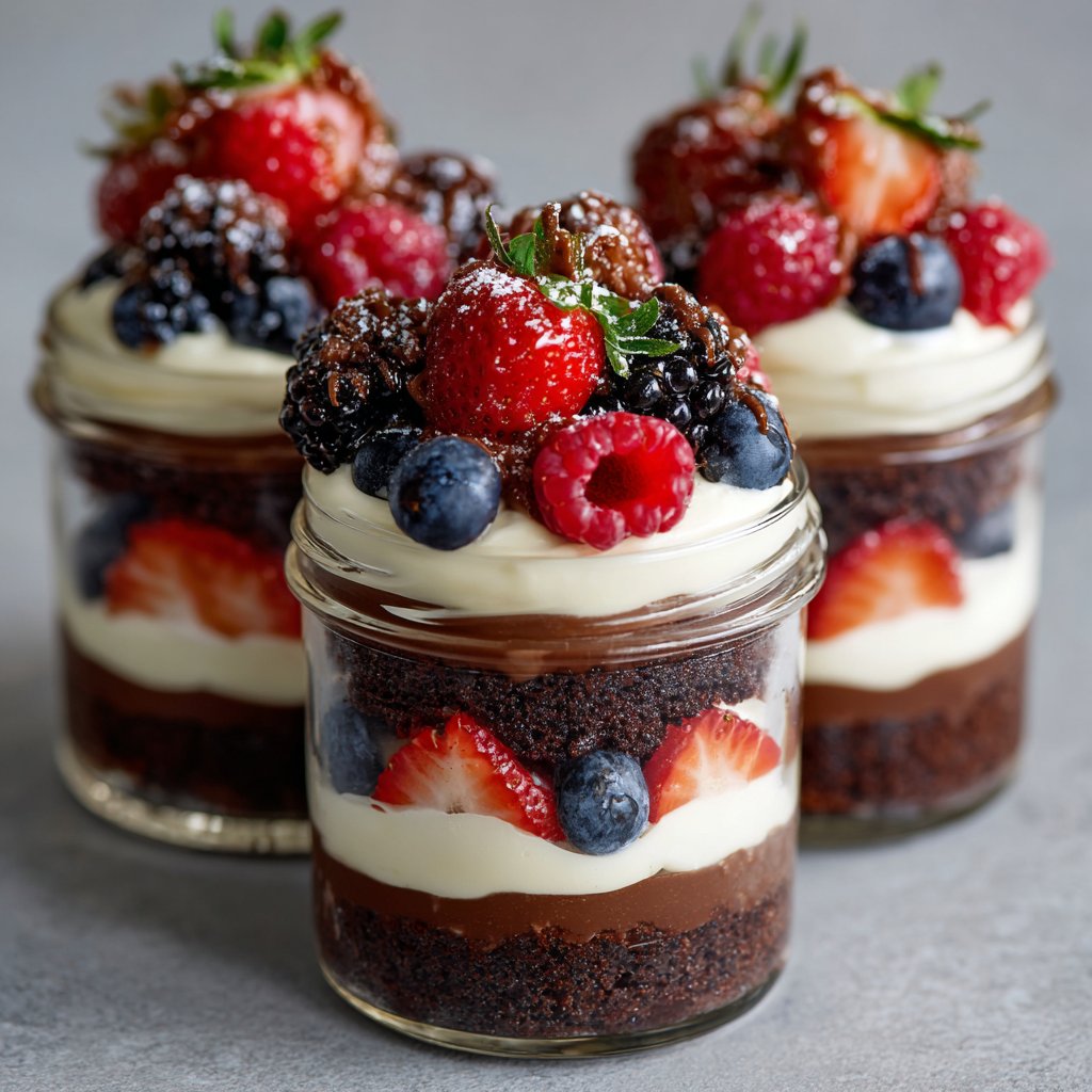 Mini Brownie Trifles with Berries